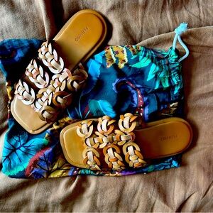 Farm Rio vegan leather sandal slides size 10